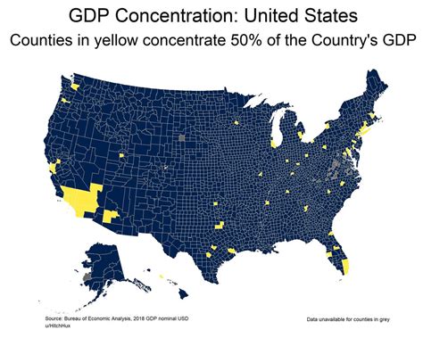 GDP Concentration in the US. 81 counties (out of 3.1K .